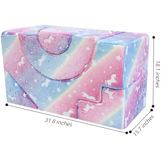 rayihni أريكة أطفال مصنوعة من رغوة قابلة للتعديل مع منزلق وسلالم، أريكة قابلة للتحويل لغرفة اللعب، للأزحف، التسلق واللعب - Image 3